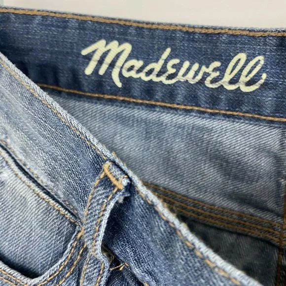 Madewell Womens Size 25 Blue Medium Wash Distressed Frayed Low Rise Jean Shorts - Picture 6 of 7